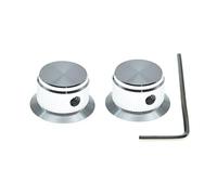 Dopro Set di 2 manopole per potenziometro a vite, in alluminio, universali, da 1/4", manopole per controllo del volume del tono per chitarra/basso/AMPS/preamplificatori, argento senza indicatore