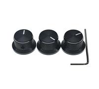 Dopro, set di 3 manopole in alluminio con vite a testa svasata, potentiometri universali a campana per controllo del volume e del tono, per chitarra/basso/AMP/preamplificatori, nero con indicatore