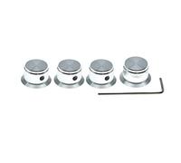 Dopro Set di 4 manopole in alluminio con vite a testa svasata, 6,35 mm, universali, a campana, per controllo del volume e del tono, per chitarra/basso/AMP/preamplificatori, argento, senza indicatore