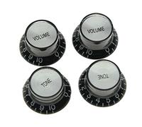 Dopro Set di 4 manopole riflettenti per chitarra LP nere con tappo cromato per SG Epiphone Les Paul