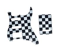 Dopro Strat HSS Guitar 3D Stampato plastica battipenna ST Piastra posteriore Tremolo Cover per USA/Mexican Fender Strat Nero/Bianco Griglia