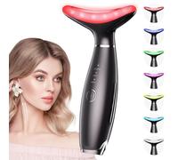 Dopsikn Macchine galvaniche a 7 colori, terapia a luce rossa per viso e collo, massaggiatore viso per rughe, doppio mento, massaggiatore facciale vibrante con termiche, nero