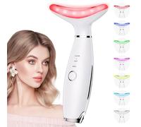 Dopsikn Macchine galvaniche a 7 colori, terapia a luce rossa per viso e collo, massaggiatore viso per rughe, doppio mento, massaggiatore facciale vibrante con termiche, bianco