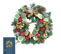 Dopsyesn Ghirlande natalizie artificiali | Decorazione artificiale per la porta d'ingresso con bacche rosse,Palline di Natale e aghi di pino, ghirlande da 11,8 pollici per porta, portico, finestra,