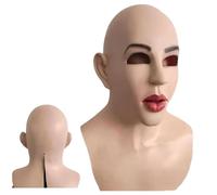 Dopsyesn Maschera femminile in lattice - Testa di bellezza calva traspirante Maksque | Romanzo Halloween Costume Party Latex Full Head Masque, copricapo realistico per oggetti di scena Cosplay