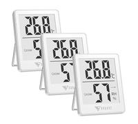 DOQAUS 3 termometri digitali interni, mini termoigrometro ad alta precisione, misuratore di temperatura e umidità dell'aria con indicatore Smiley, per interni, misurazione dell'umidità della stanza