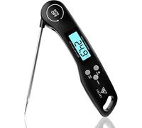 DOQAUS Termometro da Cucina Digitale con Lettura Istantanea e Pieghevole Sonda Lunga, Termometro Cucina Carne con Retroilluminazione, ON/off Auto per Carne Barbecue Olio Latte Dolci Vino (Nero)