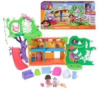 Dora, set di gioco Casetta tropicale gioca ed esplora, personaggi di Dora e Boots, arredi per case delle bambole, frasi bilingue, giocattoli per bambine e bambini dai 3 anni in su