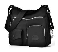 Dora & Liz Borsa a tracolla casual da donna impermeabile in tela leggera convertibile Nero Medium