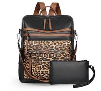 Dora & Liz Women Backpack Zaino, Marrone Leopardato, M 100%