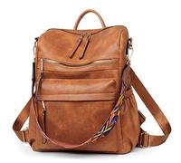 Dora & Liz Zaino da donna, borsa da viaggio convertibile con cinturino colorato, PU marrone, M