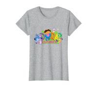 Dora The Explorer Classic Logo with Boots And Swiper Maglietta, Donna, Grigio Melange, 3XL
