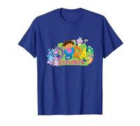 Dora The Explorer Classic Logo with Boots And Swiper Maglietta, Uomo, Blu Reale, 3XL