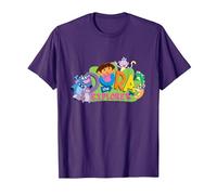 Dora The Explorer Classic Logo with Boots And Swiper Maglietta, Uomo, Viola, L
