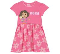 DORA Vestito Bambina, Vestito Estivo Ragazza, Abbigliamento Ragazza Manica Corta, Abito Bambina Cotone, Rosa 7-8 Anni