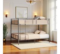 DORAFAIR Letto a castello in metallo 140x200 cm, letto per bambini con spazio di stoccaggio e scala, colore nero