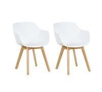 DORAFAIR Set di 2 Pranzo/Ufficio Sedia con Gambe in Faggio Massiccio, Poltrona Moderno Design Sedie Cucina Scandinavo - Blanco