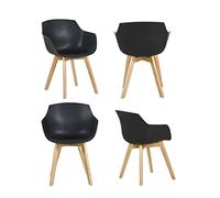 DORAFAIR Set di 4 Pranzo/Ufficio Sedia con Gambe in Faggio Massiccio, Poltrona Moderno Design Sedie Cucina Scandinavo - Nero