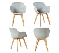 DORAFAIR Set di 4 Pranzo/Ufficio Sedia con Gambe in Faggio Massiccio, Poltrona Moderno Design Sedie Cucina Scandinavo - Grigio