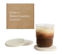 Dorai Home Stone - Set di 4 sottobicchieri assorbenti in diatomite ad asciugatura istantanea, design moderno, color pietra arenaria