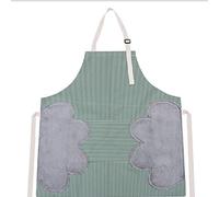 DORALO Grembiule per pettorina regolabile con tasca, 2 asciugamani laterali in velluto di corallo cuciti Grembiuli impermeabili cuciti per cucina domestica, forno e giardino, donne o uomini,Green