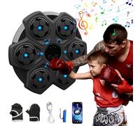 Doramier Macchina da Boxe Musicale per Bambini, Macchina da Boxe da Parete Intelligente Bluetooth con Guantoni, 3 Velocità e Conta Automatica, Regali di Boxe per Natale, Compleanno (C-Nero)