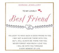 DORANA Braccialetto per migliore amica, regalo per donne, in argento Sterling 925, con perline a forma di cuore, non si ossida, regalo di compleanno per migliore amica, braccialetti dell'amicizia