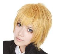Dorato Breve Diritto Ricci Coda Di Capelli Cosplay Parrucca Kurokos Basketball Kise Ryota Destino Zero Archer Gilgamesh Cosplay Parrucca (Singola)