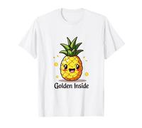 Dorato Dentro Cartoon Ananas Carino Kawaii Frutta Design Maglietta