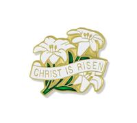 Dorato e smaltato Bianco Easter Lily Christ is Risen Religious Lapel Pin, 3/10,2 cm