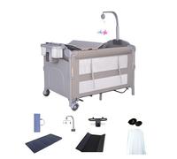 Doraystar Lettino da Campeggio per Bambini, Lettino Culla Neonato da Campeggio, Pieghevole Portatile da Affiancare al Letto, Ampio Spazio per Giocare con Materasso e Fasciatoio (6602 Grey with Net)