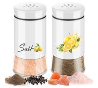 Dorblely Saliera e Pepiera 2 Pezzi Set - 5 Once Saliera in Vetro, Pepe in Acciaio Inossidabile, con Spargispezie Coperchio, per la Casa e la Cucina Stile Classico da Campeggio Ristorante - Limone