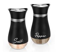 Dorblely Saliera e Pepiera Set, 120ml Fondo di Vetro Sale e Pepe, Tradizionale Spargisale da Cucina per Spezie, Spezie, Sale, Pepe, Spezie - Nero