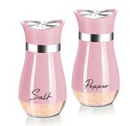 Dorblely Saliera e Pepiera Set, 120ml Fondo di Vetro Sale e Pepe, Tradizionale Spargisale da Cucina per Spezie, Spezie, Sale, Pepe, Spezie - Rosa