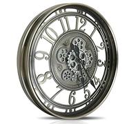 DORBOKER Moving Gears Wall Clock Large Modern Metal Clocks for Living Room Decor, Industrial Steampunk Unique Vintage Rustic Decorative Clock for Home Farmhouse Office, 28 Inch,Gunmetal Arabic