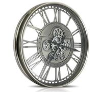 DORBOKER Orologio da parete moderno in metallo con ingranaggi mobili per decorazione del soggiorno, orologio industriale steampunk unico vintage rustico per casa, fattoria, ufficio, 70 cm, grigio