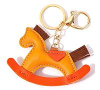 Dorccsi Portachiavi, portachiavi per auto a forma di cavallo a dondolo con pony in pelle PU da 2, 5x3, 5 pollici con, simpatico ciondolo forma di animale, decorazione per borsa, regalo, porta