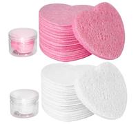 Dorccsi Spugne Per Il Viso Per La Pulizia 50pz Spugne Per Il Viso Compresse Riutilizzabili a Forma Di Cuore Forte Assorbimento D'acqua Dischetti Struccanti in Cellulosa Ad Asciugatura Rapida Spugne