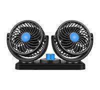 Dorccsi Ventilatore per auto, 2 teste a 2 velocità, 12 V, girevole a 360°, raffreddamento silenzioso, accessori per veicoli SUV, camper, ventole da 12 Volt che soffiano aria fredda 12 V