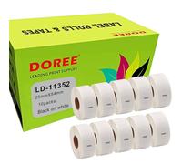 Doree 10 Rotoli 11352 Etichette Adesive, Compatibili con Dymo S0722520,25x54 mm, per Dymo LabelWriter 450, 4XL, 400, 330, 320, 310 - Non per 550/5XL (500 etichette/rotolo)
