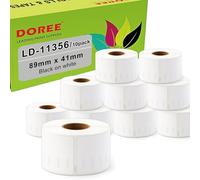 DOREE 10 rotoli 11356 S0722560 89mm x 41mm Etichette nominative 300/rotolo | 89mm x 41mm Etichette nominative compatibili con Dymo 11356 S0722560 nero su bianco LW 4XL/450/400/330/320/310