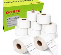 DOREE 10 rotoli di etichette in carta termica bianca 57 mm x 32 mm, testo nero su carta bianca, compatibili con le stampanti Zebra GK420D, GX420D, GK420T (1500 etichette per rotolo, nucleo 25 mm).