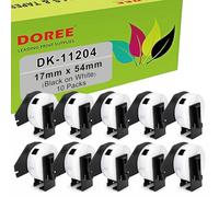 DOREE 10 rotoli DK-11204 17×54 mm Etichette multiuso 400 etichette/rotolo | 17 mm×54 mm Etichette multiuso compatibili con Brother DK-11204 Nero su bianco, serie Brother QL