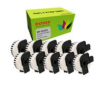 Doree 10 Rotoli DK-22210 DK22210 29 mm x 30,48 m Etichette Continue | 29 mm x 30,48 m Etichette Continue compatibili con Brother DK-22210 Nero su bianco, Brother QL-500,QL-700,QL-800,QL-1050