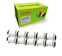 DOREE 10 Rotoli DK-22243 di Etichette Continue, compatibili con Brother DK22243, 102 mm × 30,48 m, bianco su nero, Per stampanti di etichette Brother QL-1050, QL-1050N, QL-1060N, QL-1100, QL-1110NWB