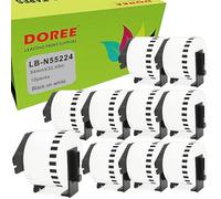 DOREE 10 Rotoli DK-N55224 54 mm x 30,48 m Etichette continue non adesive | 54 mm x 30,48 m Etichette continue non adesive compatibili con Brother DK-N55224 Nero su bianco, Brother QL-650TD/700/800