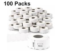 DOREE 100 rotoli etichette di prezzo compatibili 26mm x 16mm, bianche permanenti, 1000 etichette per rotolo, per macchine etichettatrici manuali doppia linea Blitz, Meto e altre marche principali
