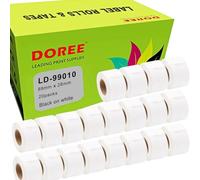 DOREE 20 rotoli di etichette standard 99010 S0722370, 28 mm x 89 mm, in carta termica, compatibili con Dymo Labelwriter 4XL, 320, 330, 400, 450, 450 Duo, 450 Turbo (130 etichette/rotolo).