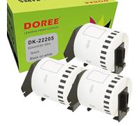DOREE 3 Rotoli DK-22205 62mm x 30,48m Etichette Continue | 62mm x 30,48m Etichette Continue Compatibili con Brother DK-22205 nero su bianco Brother QL-700/800