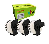 Doree 3 Rotoli DK-22210 DK22210 29 mm x 30,48 m Etichette Continue | 29 mm x 30,48 m Etichette Continue compatibili con Brother DK-22210 Nero su bianco, Brother QL-500,QL-700,QL-800,QL-1050